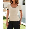 image:imageZESICA Womens Summer Short Sleeve Square Neck Business TopsApricot