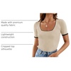 image:imageZESICA Womens Summer Short Sleeve Square Neck Business TopsApricot