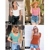 image:imageZESICA Womens Summer Short Sleeve Square Neck Business TopsApricot