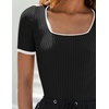image:imageZESICA Womens Summer Short Sleeve Square Neck Business TopsBlack