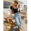 image:imageZESICA Womens Summer Short Sleeve Square Neck Business TopsBlack