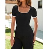 image:imageZESICA Womens Summer Short Sleeve Square Neck Business TopsBlack