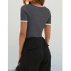 image:imageZESICA Womens Summer Short Sleeve Square Neck Business TopsDarkgrey