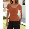 image:imageZESICA Womens Summer Short Sleeve Square Neck Business TopsRust