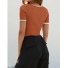 image:imageZESICA Womens Summer Short Sleeve Square Neck Business TopsRust