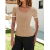 image:imageZESICA Womens Summer Short Sleeve Square Neck Business TopsToffee