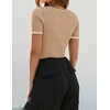 image:imageZESICA Womens Summer Short Sleeve Square Neck Business TopsToffee