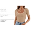 image:imageZESICA Womens Summer Short Sleeve Square Neck Business TopsToffee