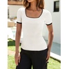 image:imageZESICA Womens Summer Short Sleeve Square Neck Business TopsWhite