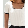 image:imageZESICA Womens Summer Short Sleeve Square Neck Business TopsWhite