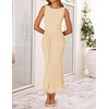 image:imageZESICA Womens Summer Sleeveless Bodycon Mesh Maxi DressesApricot