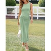 image:imageZESICA Womens Summer Sleeveless Bodycon Mesh Maxi DressesSage