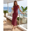 image:imageZESICA Womens Summer Sleeveless Bodycon Mesh Maxi DressesWine