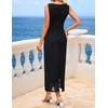image:imageZESICA Womens Summer Sleeveless Floral Ruched Wrap Bodycon Midi DressAllblack