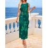 image:imageZESICA Womens Summer Sleeveless Floral Ruched Wrap Bodycon Midi DressGreen