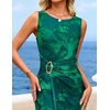 image:imageZESICA Womens Summer Sleeveless Floral Ruched Wrap Bodycon Midi DressGreen