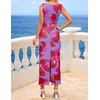 image:imageZESICA Womens Summer Sleeveless Floral Ruched Wrap Bodycon Midi DressPurple