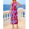 image:imageZESICA Womens Summer Sleeveless Floral Ruched Wrap Bodycon Midi DressPurple