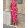 image:imageZESICA Womens Summer Sleeveless Floral Ruched Wrap Bodycon Midi DressRose