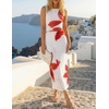image:imageZESICA Womens Summer Sleeveless Floral Ruched Wrap Bodycon Midi DressWhite