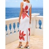 image:imageZESICA Womens Summer Sleeveless Floral Ruched Wrap Bodycon Midi DressWhite
