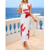 image:imageZESICA Womens Summer Sleeveless Floral Ruched Wrap Bodycon Midi DressWhite