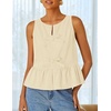 image:imageZESICA Womens Summer Sleeveless Tie Front Peplum Tank TopsApricot