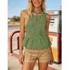 image:imageZESICA Womens Summer Sleeveless Tie Front Peplum Tank TopsArmygreen
