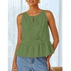 image:imageZESICA Womens Summer Sleeveless Tie Front Peplum Tank TopsArmygreen