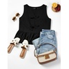 image:imageZESICA Womens Summer Sleeveless Tie Front Peplum Tank TopsBlack