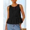 image:imageZESICA Womens Summer Sleeveless Tie Front Peplum Tank TopsBlack