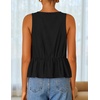 image:imageZESICA Womens Summer Sleeveless Tie Front Peplum Tank TopsBlack