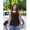 image:imageZESICA Womens Summer Sleeveless Tie Front Peplum Tank TopsBlack