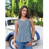 image:imageZESICA Womens Summer Sleeveless Tie Front Peplum Tank TopsDustyblue