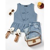 image:imageZESICA Womens Summer Sleeveless Tie Front Peplum Tank TopsDustyblue
