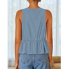 image:imageZESICA Womens Summer Sleeveless Tie Front Peplum Tank TopsDustyblue