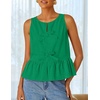 image:imageZESICA Womens Summer Sleeveless Tie Front Peplum Tank TopsGreen