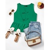 image:imageZESICA Womens Summer Sleeveless Tie Front Peplum Tank TopsGreen
