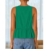 image:imageZESICA Womens Summer Sleeveless Tie Front Peplum Tank TopsGreen