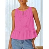 image:imageZESICA Womens Summer Sleeveless Tie Front Peplum Tank TopsHotpink