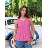 image:imageZESICA Womens Summer Sleeveless Tie Front Peplum Tank TopsHotpink