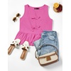 image:imageZESICA Womens Summer Sleeveless Tie Front Peplum Tank TopsHotpink