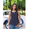 image:imageZESICA Womens Summer Sleeveless Tie Front Peplum Tank TopsNavy