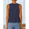 image:imageZESICA Womens Summer Sleeveless Tie Front Peplum Tank TopsNavy
