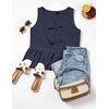 image:imageZESICA Womens Summer Sleeveless Tie Front Peplum Tank TopsNavy