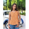 image:imageZESICA Womens Summer Sleeveless Tie Front Peplum Tank TopsOrange