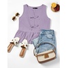 image:imageZESICA Womens Summer Sleeveless Tie Front Peplum Tank TopsPurple