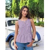 image:imageZESICA Womens Summer Sleeveless Tie Front Peplum Tank TopsPurple