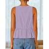 image:imageZESICA Womens Summer Sleeveless Tie Front Peplum Tank TopsPurple