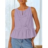 image:imageZESICA Womens Summer Sleeveless Tie Front Peplum Tank TopsPurple